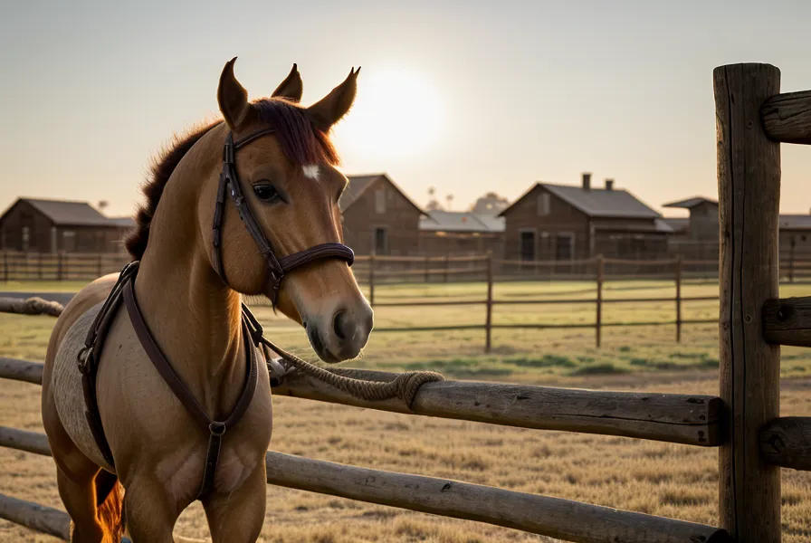 Hombre de campo aplicando doma racional y observando a su caballo desde la tranquera