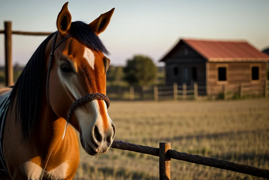 Finca de campo cordobés al atardecer, caballos con bienestar animal descansando en el potrero