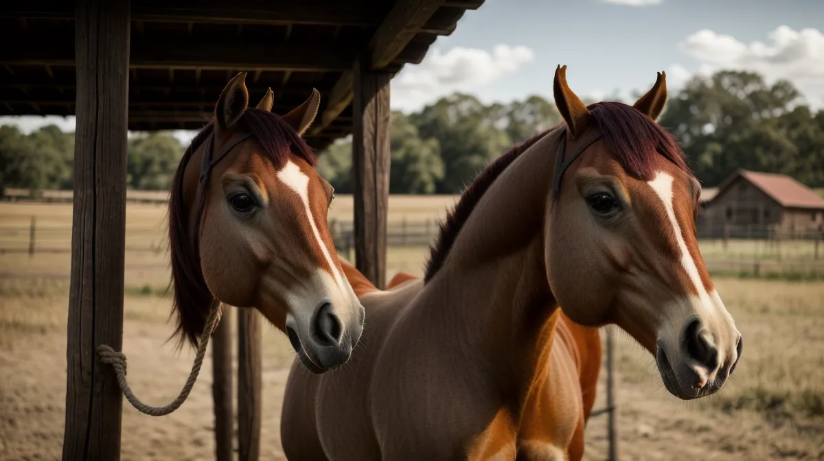 Equipo esencial para doma racional y manejo de caballos difíciles: bozal de cuerda y ramal listos junto al corral