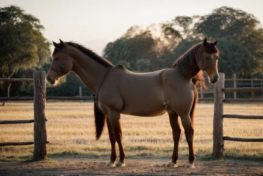 Mano curtida de un paisano sobre el cuello de un caballo, señal de bienestar animal y confianza ganada