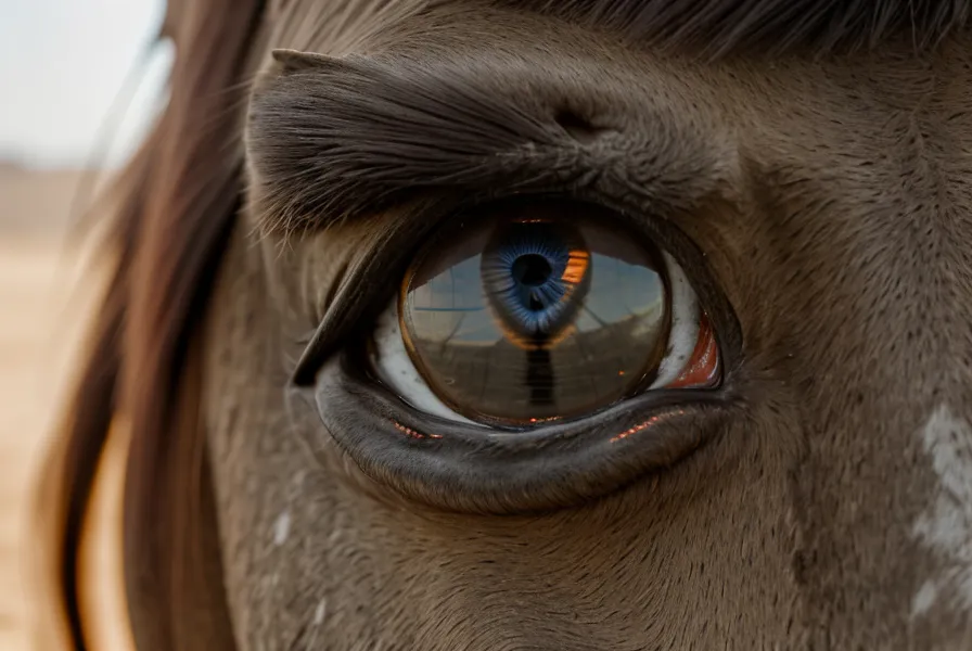 Primer plano del ojo de un caballo mostrando su amplio campo visual